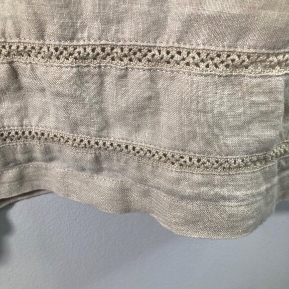 Womens Parisian Works Linen Maxi Skirt Tan XL Cut Outs Side Slits - Picture 4 of 8